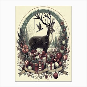 Christmas Deer Style William Morris 3 Canvas Print