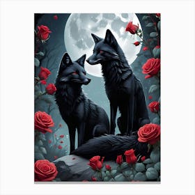 Black Foxes Canvas Print