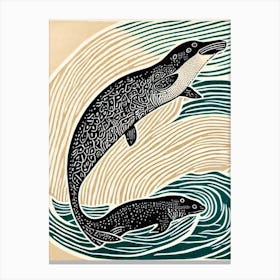 Leopard Seal Linocut Canvas Print