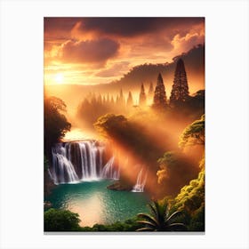 Sunrise Waterfall Canvas Print