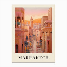 Marrakech Morocco 7 Vintage Pink Travel Illustration Poster Canvas Print