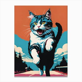 Cat Running Canvas Print