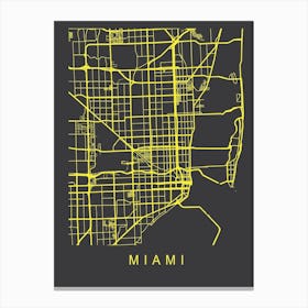 Miami Map Neon Canvas Print