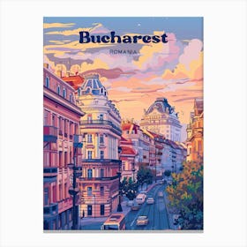 Bucharest Romania Cityscape Art Illustration Canvas Print