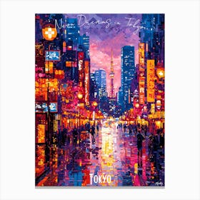 Tokyo City Skyline, abstract cubism vibrant Poster Canvas Print