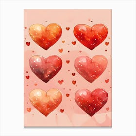 Watercolor Hearts 1 Canvas Print