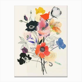 Anemone Collage Flower Bouquet Canvas Print