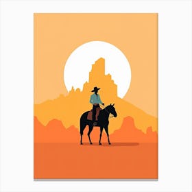 Lone Cowboy Riding Canvas Print