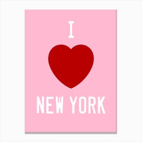 I Love New York Red Heart on Pink Canvas Print