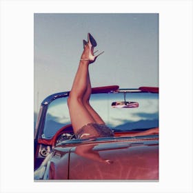 Funky Legs High Heels In Car Canvas Print