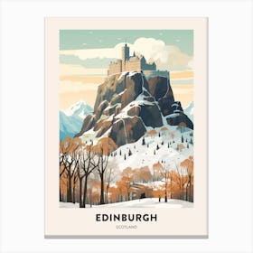 Vintage Winter Travel Poster Edinburgh Scotland 5 Canvas Print