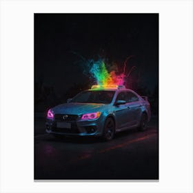 Car With A Rainbow On It Canvas Print