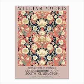 William Morris Valentines Gift Pink Botanical Flowers Canvas Print