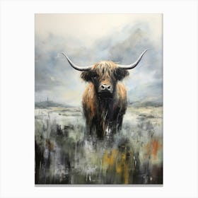 Stormy Impressionism Style Painting Of Highland Bull 2 Canvas Print
