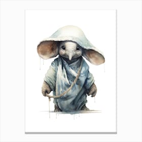 Baby Elephant As A Jedi Watercolour 2 Canvas Print
