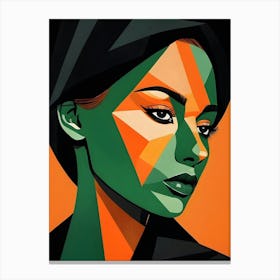 Geometric Woman Portrait Pop Art (10) Canvas Print