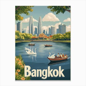 Aihrgdesign A Mid Century Modern Travel Poster For Bangkok 3 Canvas Print