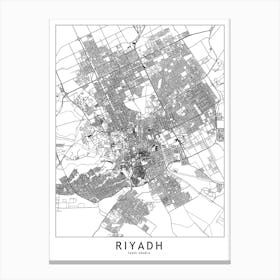 Riyadh White Map Canvas Print