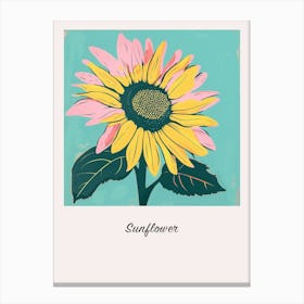 Sunflower 2 Square Flower Illustration Poster Canvas Print