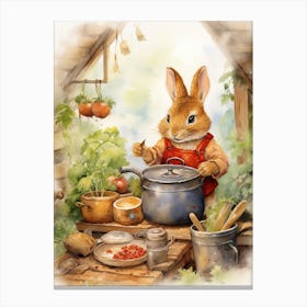 Bunny Cooking Luck Rabbit Prints Watercolour 1 Canvas Print