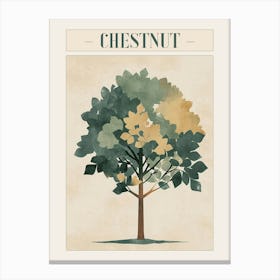 Chestnut Tree Minimal Japandi Illustration 3 Poster Canvas Print