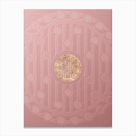 Geometric Gold Glyph on Circle Array in Pink Embossed Paper n.0109 Canvas Print