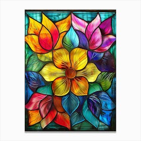 Colorful Stained Glass Flowers 15 Canvas Print