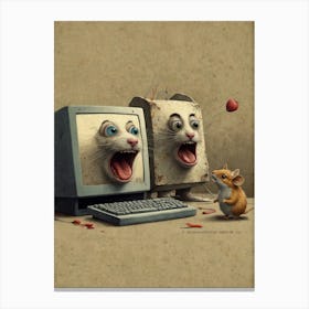 Computer Mouse And Cat Canvas Print