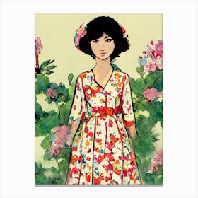 Rose Floral Dress Canvas Print