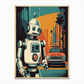 Robot In The City Canvas Print