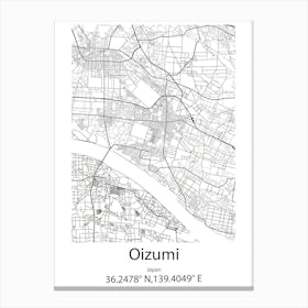 Oizumi,Japan Minimalist Map Canvas Print