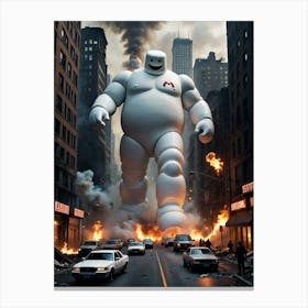 Giant Monster Unleashes Havoc in the City Canvas Print