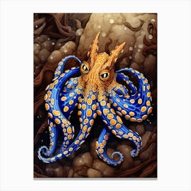 Blue Ringed Octopus Illustration 11 Canvas Print