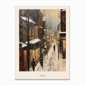Vintage Winter Painting Poster Oslo Norway 1 Canvas Print
