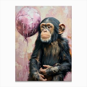 Cute Chimpanzee 1 With Balloon Canvas Print