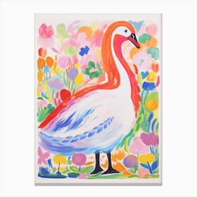 Colourful Bird Painting Swan 1 Canvas Print