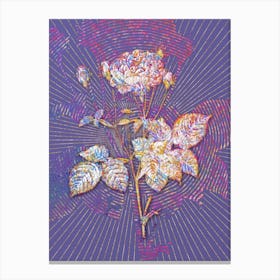 Geometric Pink French Roses Mosaic Botanical Art on Veri Peri n.0292 Canvas Print