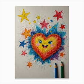 Heart With Stars 2 Canvas Print