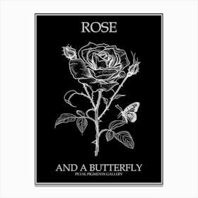 Butterfly Rose Line Drawing 4 Poster Inverted Canvas Print