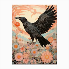 Raven 3 Detailed Bird Painting Canvas Print