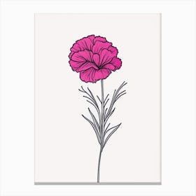 Carnation Floral Minimal Line Drawing 4 Flower Canvas Print