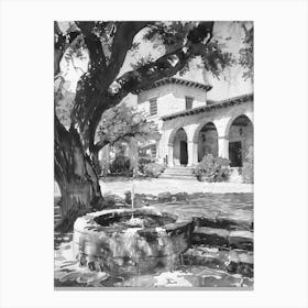 The Blanton Museum Of Art Austin Texas Black And White Watercolour 2 Canvas Print