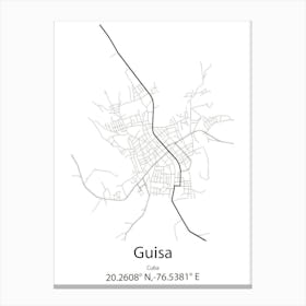 Guisa,Cuba Minimalist Map Canvas Print