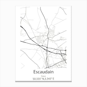 Escaudain,France Minimalist Map Canvas Print