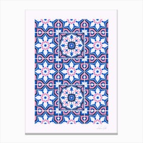 Blue And Pink Arabesque Canvas Print
