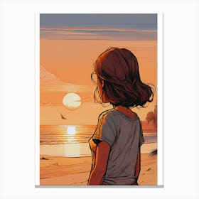 Girl At The Beach Canvas Print