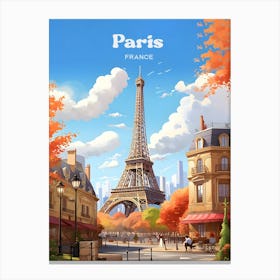 Paris France Summertime Modern Travel Art Canvas Print