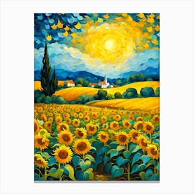 Sunflowers In The Field Canvas Print