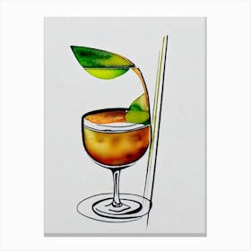 Chocolate MCocktail Poster artini 2 Minimal Line Drawing With Watercolour Cocktail Poster Canvas Print