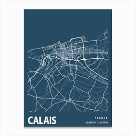 Calais Blueprint City Map 1 Canvas Print